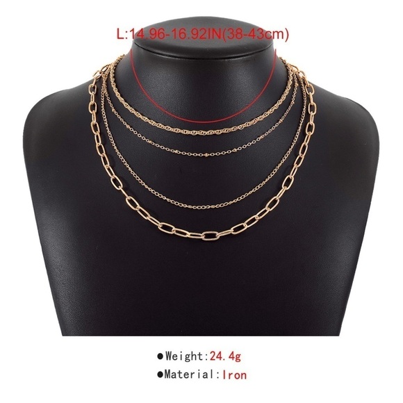 Classic gold layered chain necklace - Picture 4 of 5
